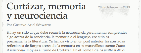 Cortázar, memoria y neurociencia